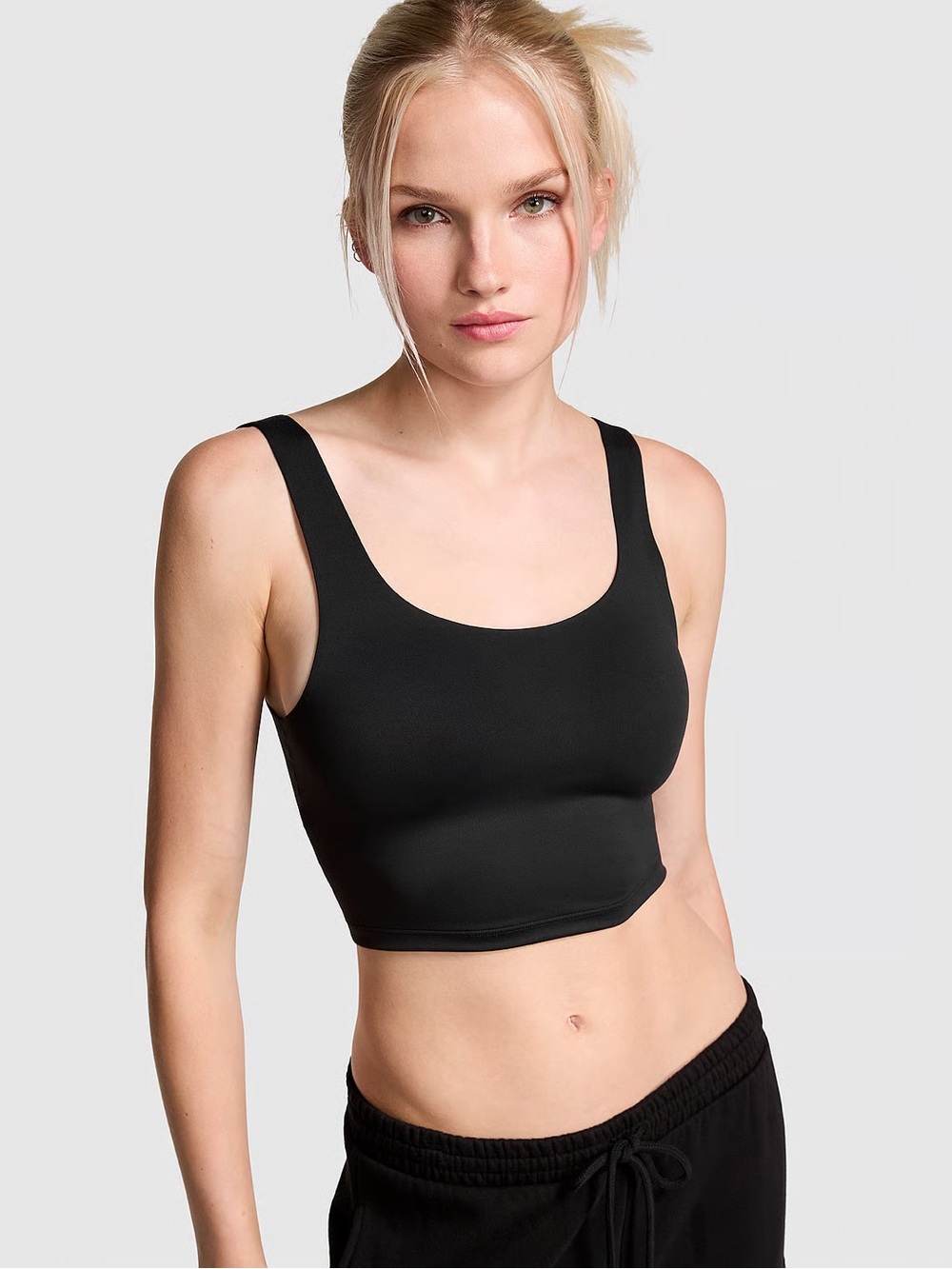 PINK Victoria's Secret Black Relay Seamless Longline Sports Bra